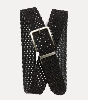 Old Navy Reversible Braided Faux-Leather Black Belt for Men