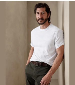 BANANA REPUBLIC RIBBED WHITE T-SHIRT