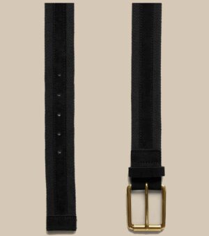 BANANA REPUBLIC MIXED MEDIA CANVAS BLACK MEN BELT FRONT