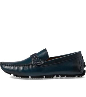 Massimo Matteo Woven Strap Navy Blue Driver Shoe side