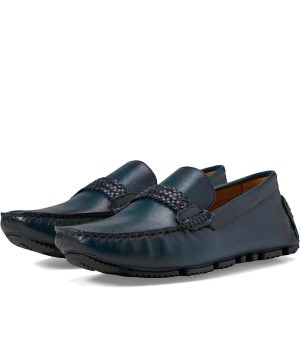 Massimo Matteo Woven Strap Navy Blue Driver Shoe