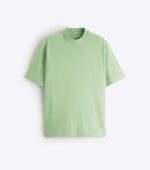 ZARA RIB COLLAR GREEN T-SHIRT