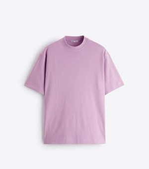 ZARA RIB COLLAR PURPLE T-SHIRT