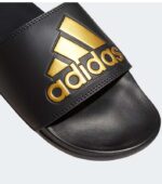 ADIDAS ADILETTE COMFORT BLACK GOLD SLIDES FRONT