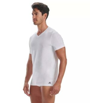 Adidas Active Core Cotton V Neck White T Shirt side