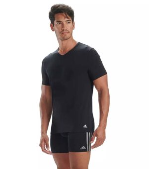 Adidas Active Core Cotton V Neck Black T Shirt side