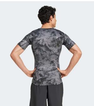 Adidas TECHFIT Training Allover Print Black Tee back