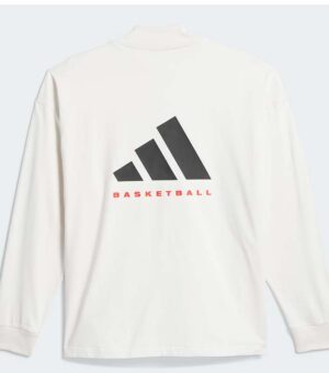 Adidas Basketball Long Sleeve White T-Shirt back