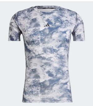 Adidas Techfit Training Allover Print Shadow Navy Tee