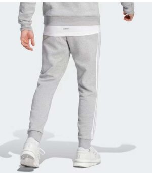 Adidas Essentials Fleece 3-Stripes Tapered Grey Cuff Pants back