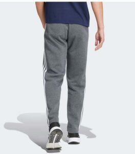 Adidas Essentials 3-Stripes Open Hem Fleece Grey Pants back