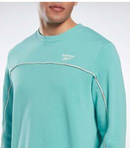 Reebok Ready Piping Crew Teal Blue Sweatshirt up