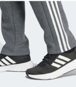 Adidas Essentials 3-Stripes Open Hem Fleece Grey Pants down