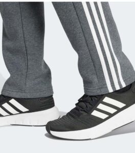 Adidas Essentials 3-Stripes Open Hem Fleece Grey Pants down