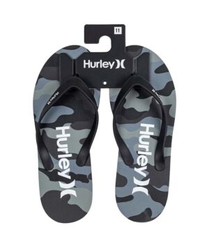 Hurley One Pack Tier Flip Camo Grey Black Slippers