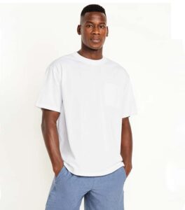 Old Navy White Loose Pocket T-Shirt front
