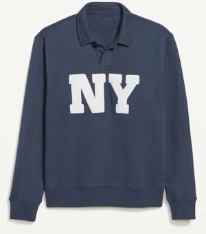Old Navy Rotation Fleece Graphic Longsleeve Polo