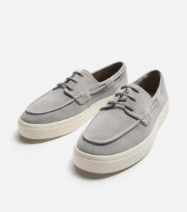 ZARA LEATHER DECK SUEDE GREY SHOES