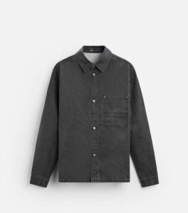 ZARA WAXED-EFFECT GREY OVER MEN SHIRT