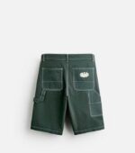 ZARA BERMUDA CONTRAST TOPSTITCHING GREEN SHORT BACK