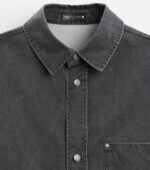ZARA WAXED-EFFECT GREY OVER MEN SHIRT BACK