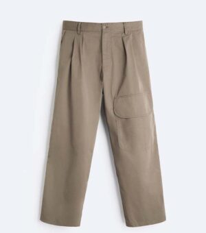 ZARA TEXTURED TROUSERS WITH PLEATS