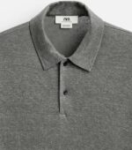 Zara Hemp Viscose Grey Men Polo up