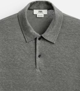 Zara Hemp Viscose Grey Men Polo up