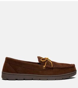Timberland Men's Flannel-Lined Moc Dark Brown Shoe side