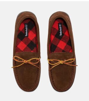 Timberland Men's Flannel-Lined Moc Dark Brown Shoe front