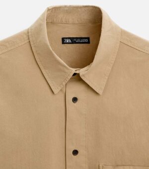 Zara Poplin Men Brown Shirt up