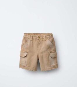 Zara Poplin Cargo Bermuda Brown Short