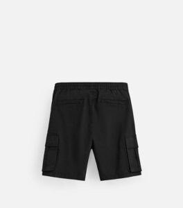 Zara Poplin Cargo Bermuda Black Short back