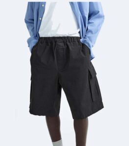 Zara Poplin Cargo Bermuda Black Short front