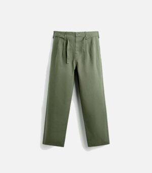 ZARA DRAWSTRING PLEAT DETAIL GREEN MEN TROUSERS
