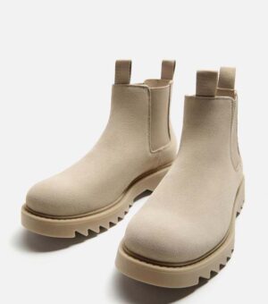ZARA LEATHER CREAM CHELSEA MEN BOOTS