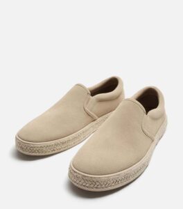 ZARA LACELESS LEATHER CREAM SNEAKERS