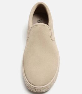 ZARA LACELESS LEATHER CREAM SNEAKERS FRONT