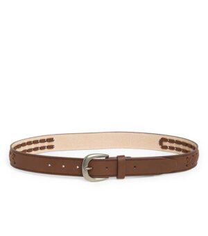 Vince Camuto Burnished Lace Leather Brown Belt