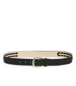 Vince Camuto Burnished Lace Leather Black Belt