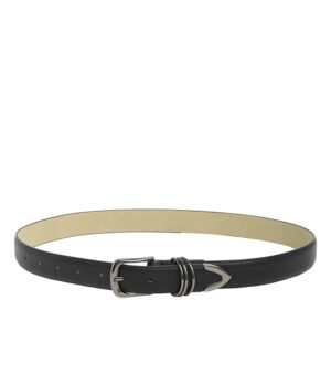 Vince Camuto Black Leather Gunmetal Belt