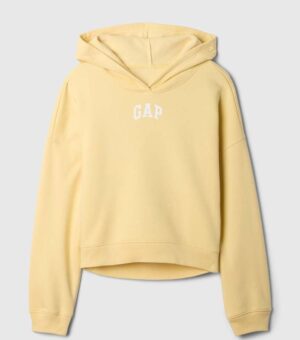 Gap Relaxed Gap Mini-Logo Cropped Yellow Hoodie