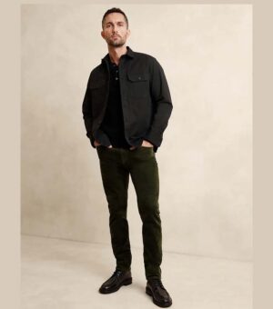 Banana Republic Green Slim Travel Corduroy Pant
