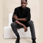 Banana Republic Slim Textured Corduroy Black Shirt front