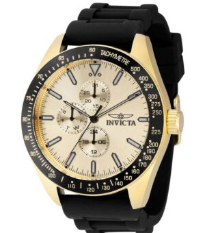Invicta Men’s Aviator Gold Dial Silicone Quartz Watch