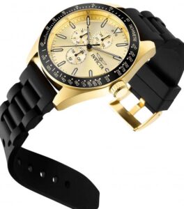 Invicta Men’s Aviator Gold Dial Silicone Quartz Watch side