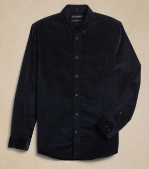 Banana Republic Slim Textured Corduroy Black Shirt