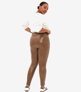 Gap Vegan-Leather Bright Brown Leggings back