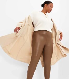 Gap Vegan-Leather Bright Brown Leggings front