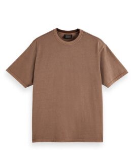 Scotch & Soda Relaxed Fit 3 Crosses Cotton Brown T-Shirt